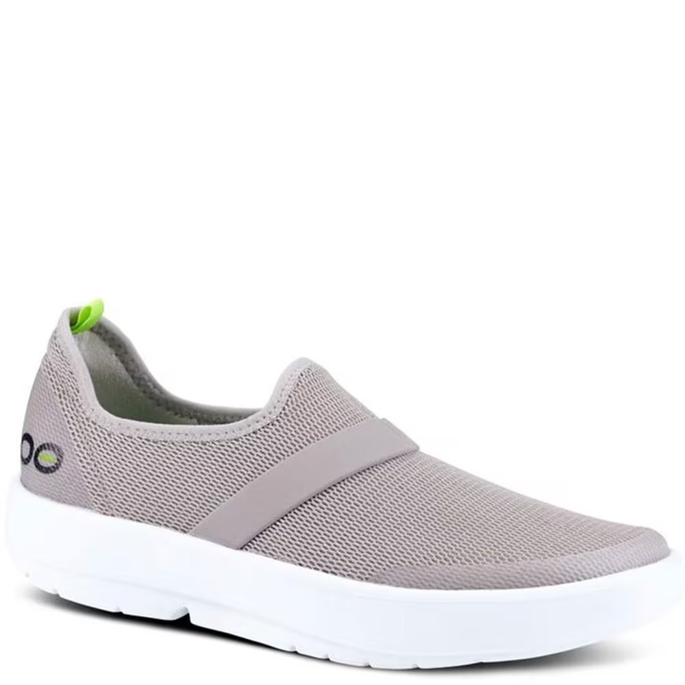 OOFOS OOmg Low Mesh Grey White Recovery Slip On Shoes Womens 7 EU 38